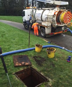 AE & AT Lewis tanker emptying a septic tank